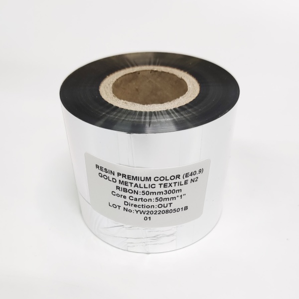 MP_2_Золотой риббон E40.9 Resin Premium Color Gold Metallic Textile 50мм х 300м, втулка 1'', OUT