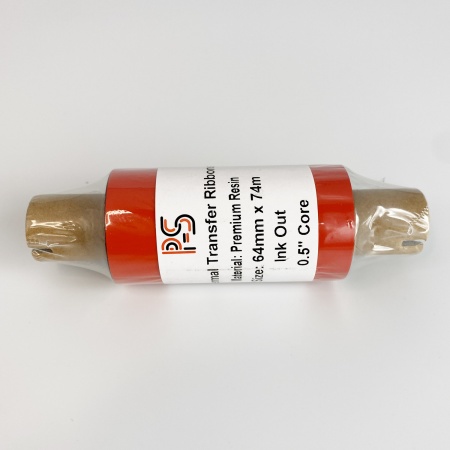 MP_3_Риббон PS Resin Premium 64мм х 74м, черный (Термотрансферная лента). OUT, 0.5'', ширина втулки 110мм