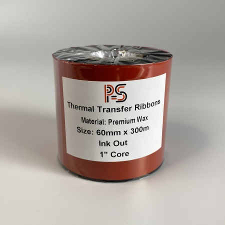 MP_3_Риббон PS Wax Premium 60мм х 300м (термотрансферная лента), черный, OUT, 1''