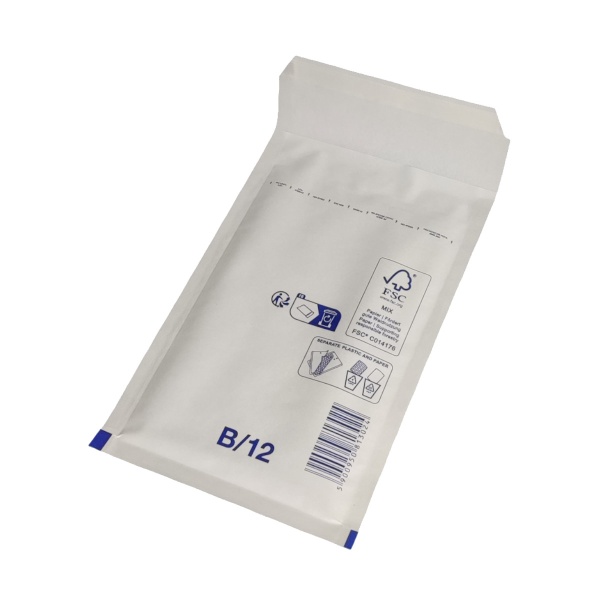 MP_3_Крафт пакет с воздушной подушкой (140x225+50), белый, В/12. Коробка 200 шт