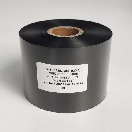 MP_5_Черный риббон B20.1 Wax/Resin PREMIUM 60мм х 600м, OUT, 1''